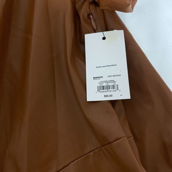 Women's Nine West Faux-Leather Midi Dress size M sleek, smooth and sophisticated - Picture 9 of 12